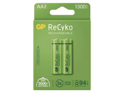 Nabíjecí baterie, AA (HR6), 1.2V, 1300 mAh, GP, papírová krabička, 2-pack, ReCyko