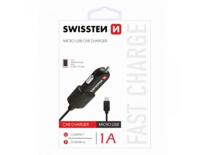 Adaptér do auta Swissten 5W, bez portu, kabel microUSB