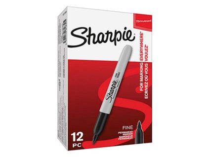 Sharpie, popisovač Fine, černý, 12ks, 0.9mm, permanentní