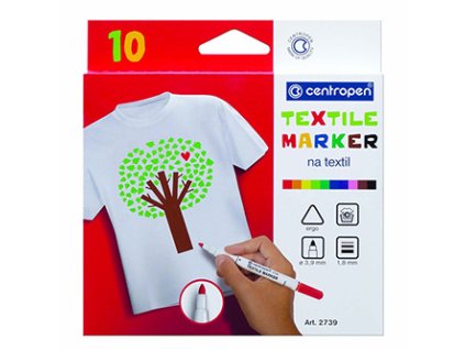 Centropen, sada popisovačů na textil 2739, color, 10ks, 1.8mm, světlostálý