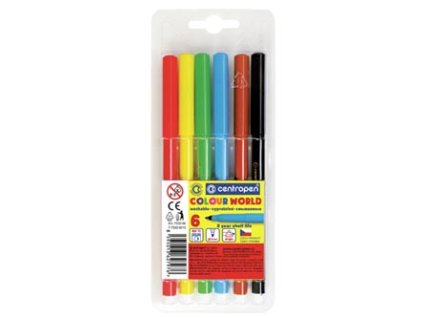 Centropen, sada popisovačů 7550, color, 6ks, 1mm, válcový hrot odolný proti zatlačení