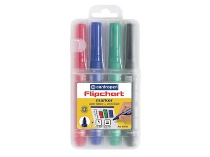 Centropen, sada flipchart marker 8550, color, 4ks, 2.5mm, nepropíjí se papírem