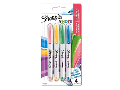 Sharpie, zvýrazňovač S-Note, mix barev, 4ks, kreativní