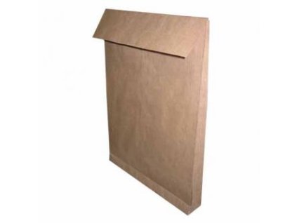 Obchodní taška B4, 250 x 353mm, hnědá, Krpa, s křížovým dnem, s krycí páskou