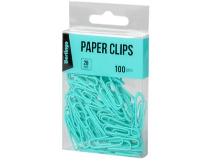 Kancelářské sponky kovové, azurové, 28mm, 100ks, Berlingo
