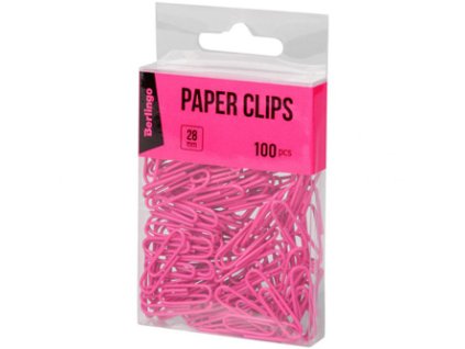 Kancelářské sponky kovové, růžové, 28mm, 100ks, Berlingo