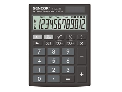 Sencor Kalkulačka SEC 332 T, černá, stolní, dvanáctimístná, duální napájení