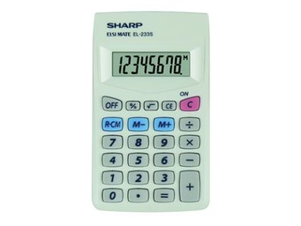 Sharp Kalkulačka EL-233S, bílá, kapesní, osmimístná