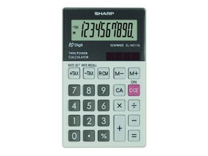 Sharp Kalkulačka EL-W211GGY, šedá, kapesní, desetimístná