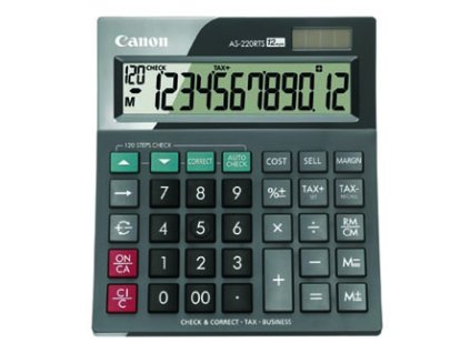 Canon Kalkulačka AS-220RTS, šedá, stolní, dvanáctimístná