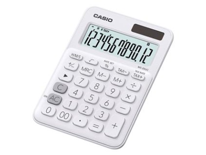 Casio Kalkulačka MS 20 UC WE, bílá, dvanáctimístná, duální napájení