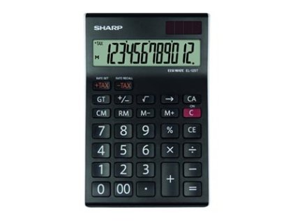 Sharp Kalkulačka EL-125TWH, černo-bílá, stolní, dvanáctimístná