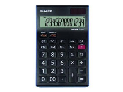 Sharp Kalkulačka EL-145TBL, černo-modrá, stolní, čtrnáctimístná