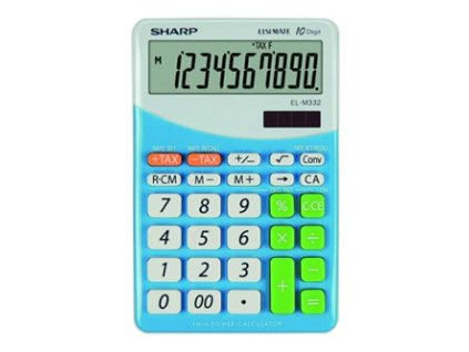 Sharp Kalkulačka EL-M332BBL, bílo-modrá, stolní, desetimístná
