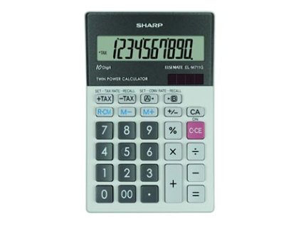 Sharp Kalkulačka EL-M711GGY, šedá, stolní, desetimístná