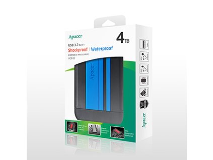 Apacer externí pevný disk, AC633, 2.5", USB 3.0 (3.2 Gen 1), 4TB, AP4TBAC633U-1, modrý, otřesuvzdorný, odolnost proti prachu a vod