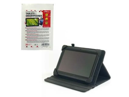 Obal na 7"-8", Obal, Business, černý z Polyuretan, s podstavcem, pogumované + Čisticí ubrousky, na tablet Logo, All New