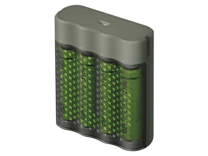 GP univerzální nabíječka B53457, na 4 ks AA/AAA, NiMH, USB 5 V/1 A, nabíjení samotných článků, micro USB, včetně 4x AA Recyko 2700