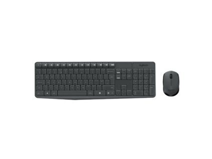 Logitech MK235, Sada klávesnice s bezdrátovou optickou myší, AAA, US, klasická, 2.4 [Ghz], bezdrátová, černá, 1x AA baterie pro my