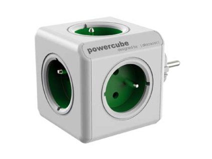 Rozbočovací zásuvka 240V, CEE7 (vidlice) - POWERCUBE, 0.1m, ORIGINAL, zelená, POWERCUBE, 5 zásuvek, dětské pojistky