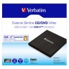 Verbatim 43886, externí CD/DVD mechanika a vypalovačka Slimline, rychlost CD(24x) DVD (8x),USB 3.2 GEN1 a USB-C