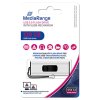 MediaRange USB flash disk, USB 3.0, 128GB, stříbrný, MR918, USB A, s poutkem, vysouvací