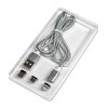 USB kabel s koncovkami (2.0), USB A samec - microUSB samec + Apple Lightning samec + USB C sam, 1m, kulatý, opletený, stříbrný, ma