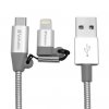 Verbatim USB kabel (2.0), USB A samec - microUSB samec + Apple Lightning samec, 1m, stříbrný, box, 48869, 2 in 1 - nastavitelná ko