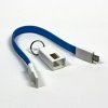 USB kabel (2.0), USB A samec - microUSB samec, 0.2m, modrý, klíčenka