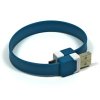 USB kabel (2.0), USB A samec - microUSB samec, 0.25m, modrý, náramek