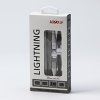 Logo USB kabel (2.0), USB C samec - Apple Lightning samec, 1m, MFi certifikace, 5V/3A, bílý, box, nylonové opletení, hliníkový kry