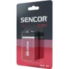 Baterie zinkouhlíková, 6F22, 9V, Sencor, blistr, 1-pack