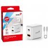 Genius Síťový adaptér 20W, 2 porty, USB-C, USB-A, PD-20ACP