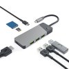 USB (3.1) hub 7-port, HUBGC01, šedý, délka kabelu 15cm, Green Cell, 3xUSB-A,1xUSB-C, 1xHDMI, 1xSD,1xmicroSD,podpora 4K