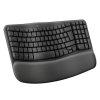 Logitech WAVE KEYS, klávesnice, US, ergonomická, bezdrátová, černá