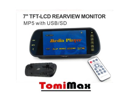 7 TFT LCD spätné zrkadlo s bluetooth, USB, SD