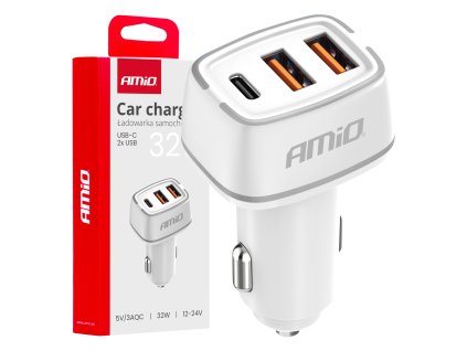 Nabíječka do auta 2x USB-A + USB-C 32W 12/24V