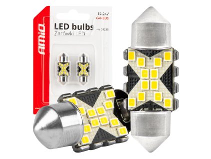LED žárovka CANBUS 12SMD Festoon C5W 2016 31mm White 12/24V