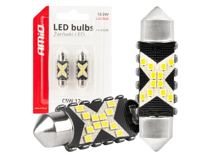 LED žárovka CANBUS 12SMD Festoon C5W 2016 36mm White 12/24V