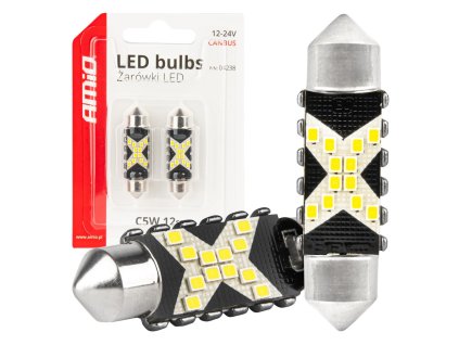 LED žárovka CANBUS 12SMD Festoon C5W 2016 41mm White 12/24V
