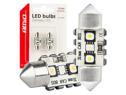 LED žárovka CANBUS 12SMD Festoon C5W 3838 31mm White 12/24V
