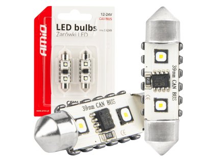 LED žárovka CANBUS 12SMD Festoon C5W 3838 39mm White 12/24V