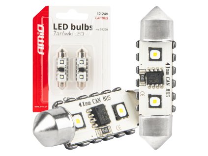 LED žárovka CANBUS 12SMD Festoon C5W 3838 41mm White 12/24V