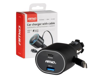 Rychlonabíječka do auta 3.0 s 30W C navíjecím kabelem PD20W