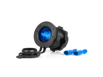 Vodotěsná zásuvka do zapalovače auta s MODRÝM LED podsvícením 12/24V