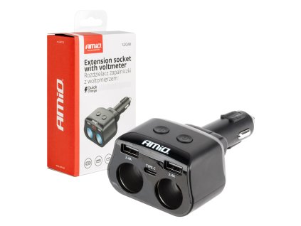 Dvojitá prodlužovací zásuvka 2xUSB 1xUSB C 12/24V max 200W