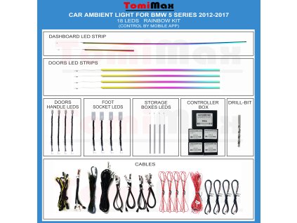 (1) 12 17 BMW 5 Series F18 F10 Ambient light 18Leds