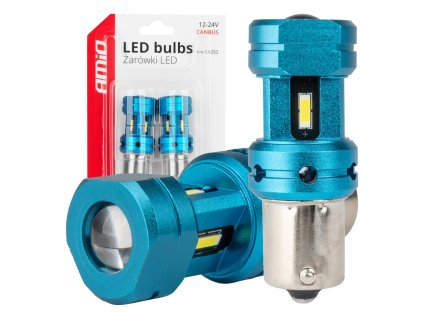 CANBUS LED žárovka 1156 BA15S P21W R10W R5W 4SMD 1860 Bílé 12V 24V