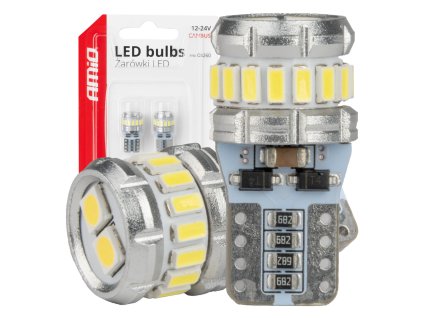 LED žárovka CANBUS T10 W5W 16SMD 2SMD 3014 3030 Bílé 12V 24V
