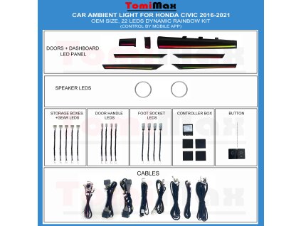 (1) 2016 2021 HONDA Civic Dynamic 22Leds